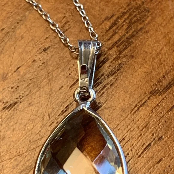 Genuine natural green amethyst 6.05ct pear cut Sterling silver 925 pendant/chain - Picture 6 of 13